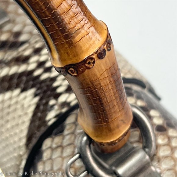Gucci Cream and Gray Satchel with Bamboo Handle - Picture 4 of 7